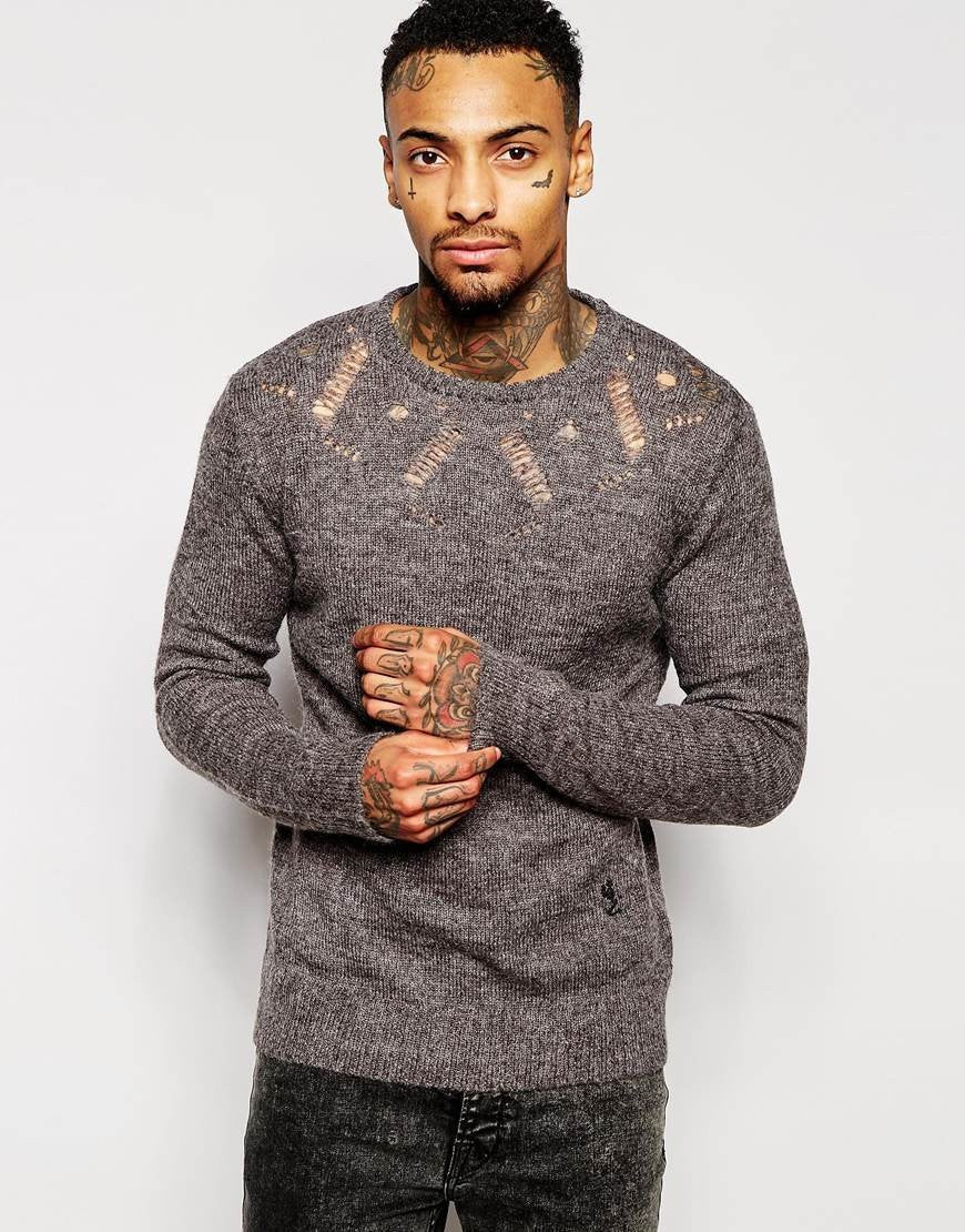 Hooded jacquard jumper